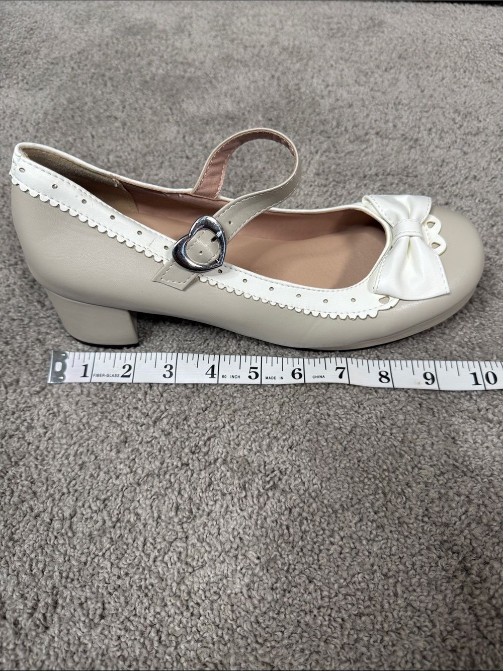Women’s Chunky Heel Mary Jane Pumps Cute Bow Hearts Round Toe Size 9.5 NEW *READ - Picture 10 of 15